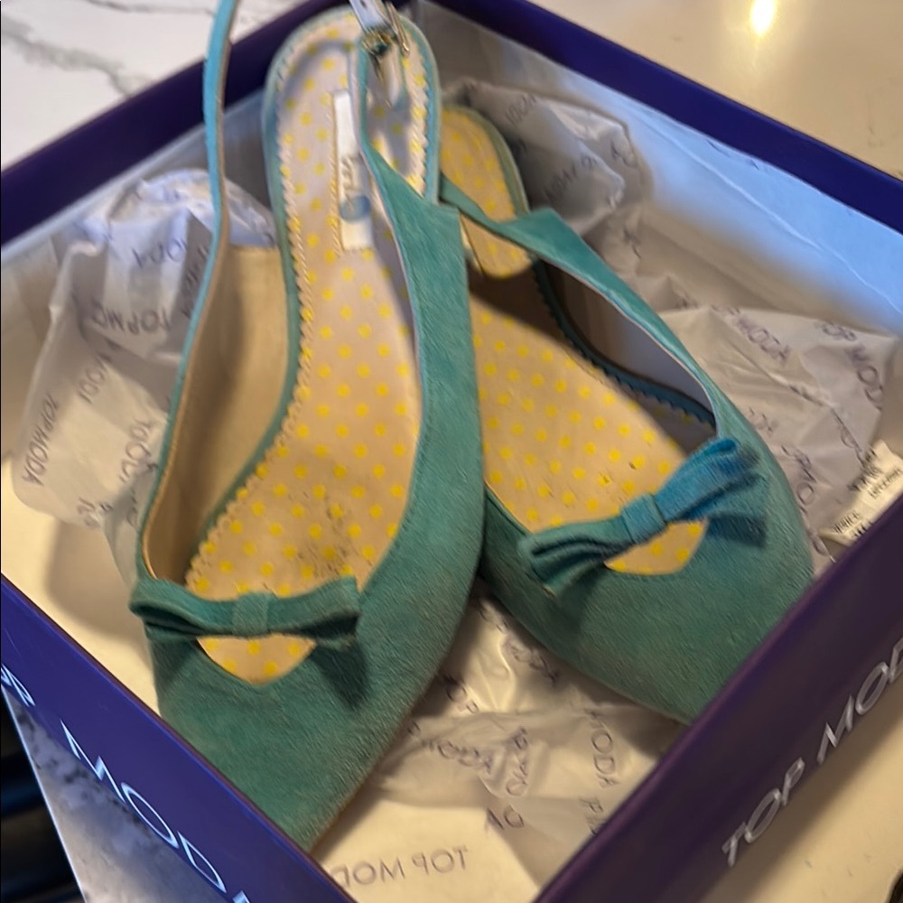 Boden Women's Teal Slingback Flats